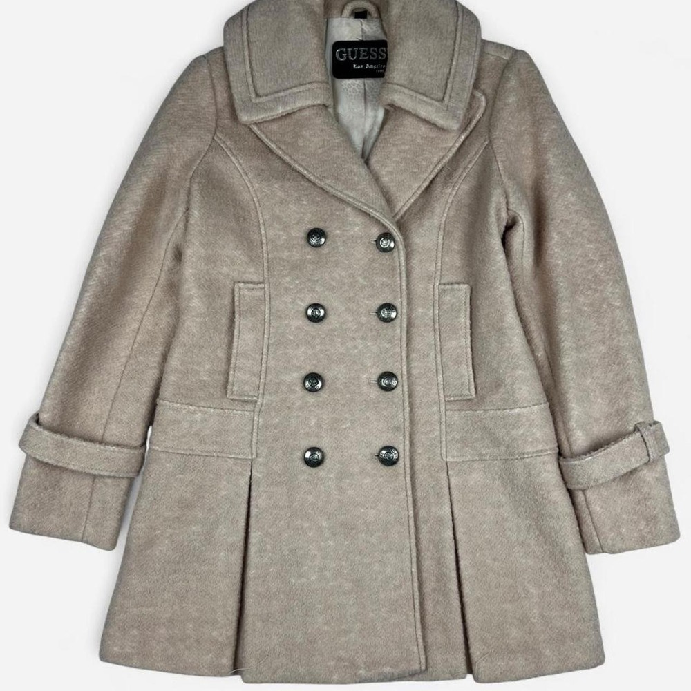 Vintage Guess wool peacoat tan double breast size L